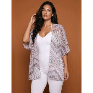 🔺️Maurices Multicolor Aztec Print Bead Lined Open Front Kimono XLarge